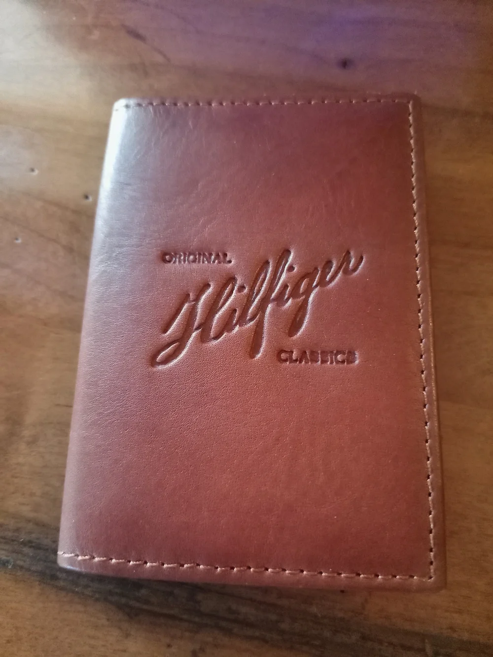 Hilfiger Embossed Brown Leather Credit Card Wallet